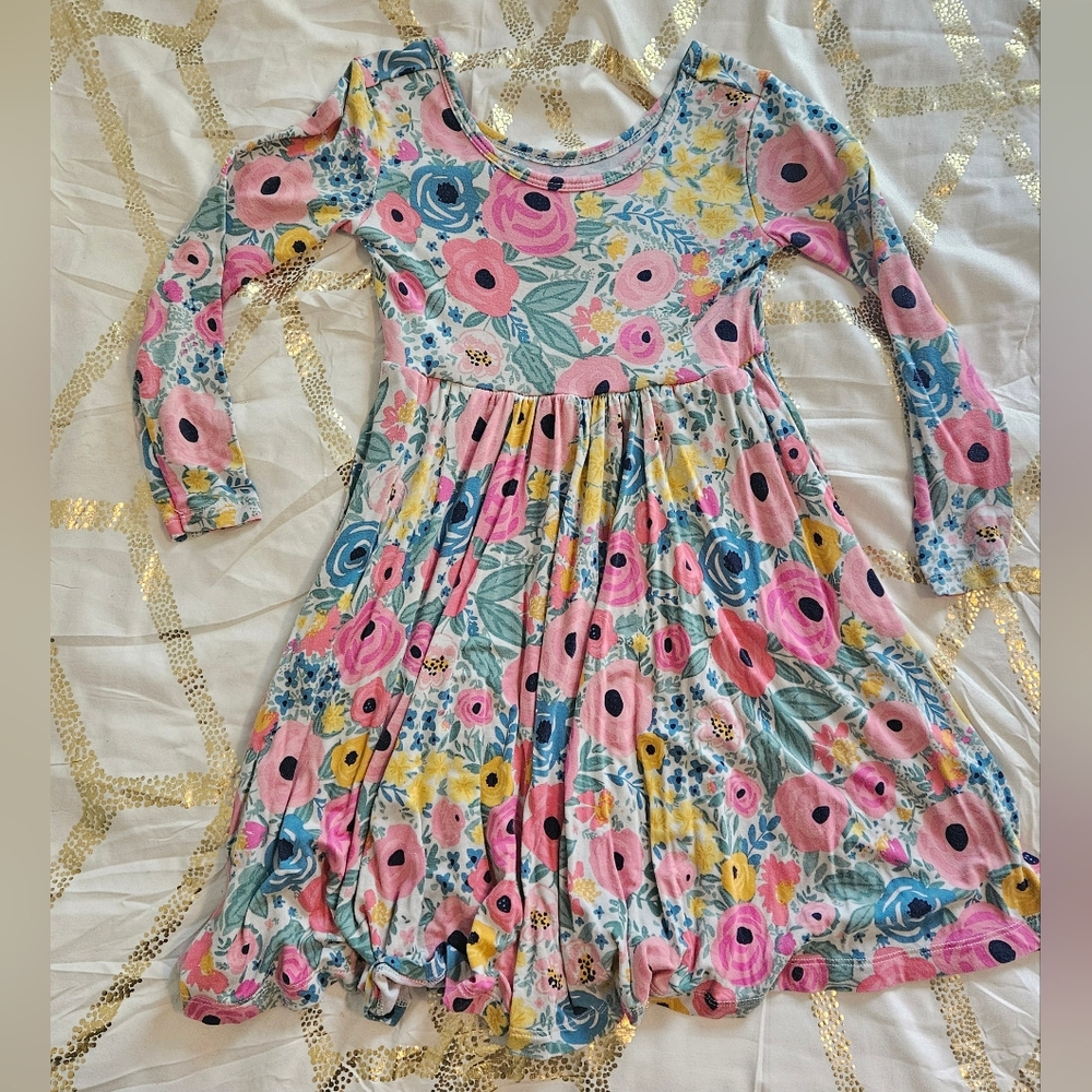 Little Sleepies Play Twirl Dress In Secret Garden Print.Size 5